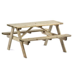 Leisurebench Tiptree 6 Seat Picnic Bench - Dip Treated Green Timber - 140Cm - thumbnail 1