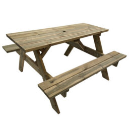 Leisurebench Tiptree 6 Seat Picnic Bench - Dip Treated Green Timber - 140Cm - thumbnail 2