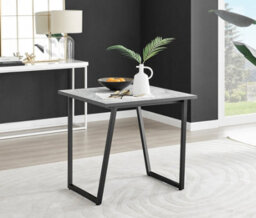 Furniturebox Uk Carson White Marble Effect Square Dining Table & 2 Grey Willow Chairs - thumbnail 2
