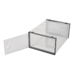 12X Grey Plastic Shoe Storage Boxes Drawer Stackable Foldable Durable Organiser - thumbnail 4