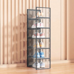 12X Grey Plastic Shoe Storage Boxes Drawer Stackable Foldable Durable Organiser - thumbnail 5