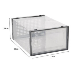 12X Grey Plastic Shoe Storage Boxes Drawer Stackable Foldable Durable Organiser - thumbnail 2