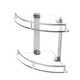 Living And Home 2 Tier Wall Mounted Tempered Glass Bathroom Corner Shelf Storage Organizer D 25 Cm - thumbnail 4