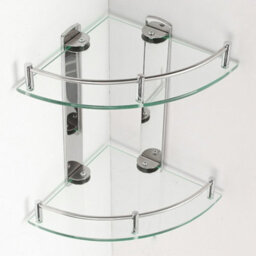 Living And Home 2 Tier Wall Mounted Tempered Glass Bathroom Corner Shelf Storage Organizer D 25 Cm - thumbnail 2