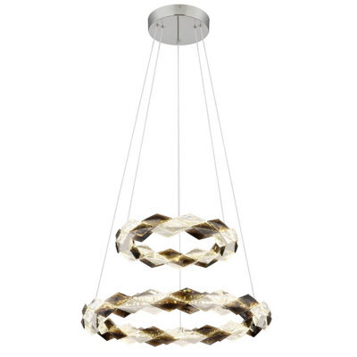 Luminosa Lighting Luminosa Karilion Twin Ring Pendant Ceiling Light Chrome 2X Led 4000K - image 1