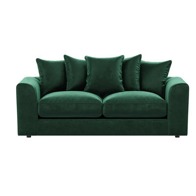 Furnishings For Less UK Brooklyn Plush Velvet Fibre Fabric 3 Seater Sofa Green - image 1