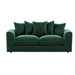 Furnishings For Less UK Brooklyn Plush Velvet Fibre Fabric 3 Seater Sofa  Green - thumbnail 1
