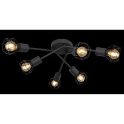 Luminosa Lighting Luminosa Xara I Multi Arm Semi Flush Ceiling Lamp Black 6X E14 - thumbnail 5