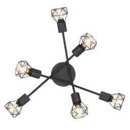 Luminosa Lighting Luminosa Xara I Multi Arm Semi Flush Ceiling Lamp Black 6X E14 - thumbnail 3