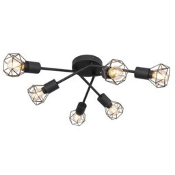 Luminosa Lighting Luminosa Xara I Multi Arm Semi Flush Ceiling Lamp Black 6X E14 - thumbnail 1