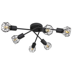 Luminosa Lighting Luminosa Xara I Multi Arm Semi Flush Ceiling Lamp Black 6X E14 - thumbnail 2