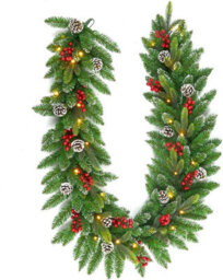 Shatchi Pre-Lit Stockholm 2M Berries And Pine Cones Garland With Warm White Leds Battery Operated - thumbnail 1