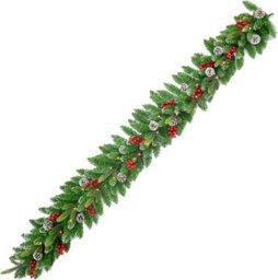 Shatchi Pre-Lit Stockholm 2M Berries And Pine Cones Garland With Warm White Leds Battery Operated - thumbnail 3