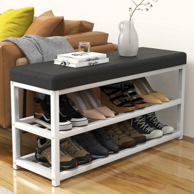 Shoe Bench Shoe Storage Rack Cabinet Organiser With Cushion Padded Seat Unit - image 1
