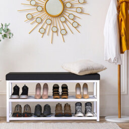 Shoe Bench Shoe Storage Rack Cabinet Organiser With Cushion Padded Seat Unit - thumbnail 3