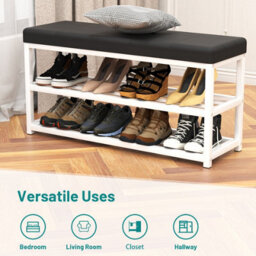 Shoe Bench Shoe Storage Rack Cabinet Organiser With Cushion Padded Seat Unit - thumbnail 4