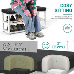 Shoe Bench Shoe Storage Rack Cabinet Organiser With Cushion Padded Seat Unit - thumbnail 6