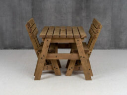 Arbor Garden Solutions Victoria Wooden Picnic Bench And Table Set, Space-Saving Outdoor Dining Set With Backrest (3Ft, Rustic Brown) - thumbnail 5