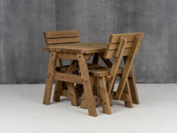 Arbor Garden Solutions Victoria Wooden Picnic Bench And Table Set, Space-Saving Outdoor Dining Set With Backrest (3Ft, Rustic Brown) - thumbnail 2