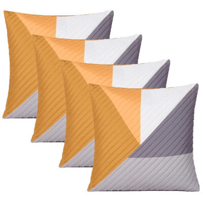 OHS 4 Pack Geometric Pinsonic Cushion Covers, Ochre - 45 X 45Cm - image 1