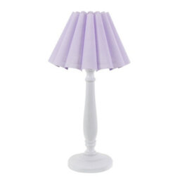 Valuelights Victoria White Wood Candlestick Stem Table Lamp With Lilac Scallop Tapered Lamp Shade - thumbnail 2