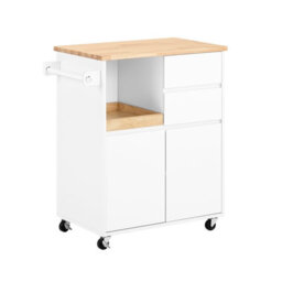 Sobuy Fkw123-Nw,trolley Kitchen Storage Trolley Mobile Cabinet With Rubber Wood Worktop,w72Xd42Xh84.5 - thumbnail 1