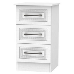 Stafford 3 Drawer Bedside Cabinet In Signature White (Ready Assembled) - thumbnail 1