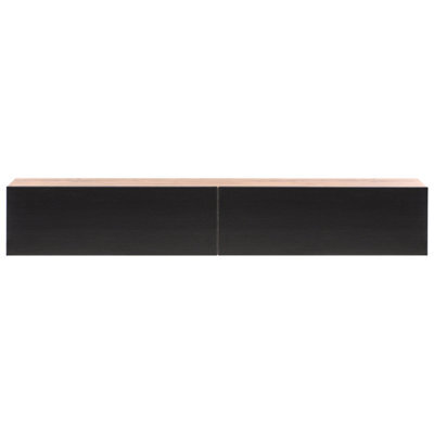 Wyld And Coco Novalux Wall-Mounted Tv Stand Black Brown, Wide - Fits Up To 70In, 2 Concealed Cabinets - image 1