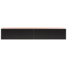 Wyld And Coco Novalux Wall-Mounted Tv Stand Black Brown, Wide - Fits Up To 70In, 2 Concealed Cabinets - thumbnail 1
