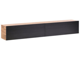 Wyld And Coco Novalux Wall-Mounted Tv Stand Black Brown, Wide - Fits Up To 70In, 2 Concealed Cabinets - thumbnail 3