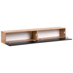 Wyld And Coco Novalux Wall-Mounted Tv Stand Black Brown, Wide - Fits Up To 70In, 2 Concealed Cabinets - thumbnail 5