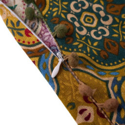Living And Home Set Of Two Yellow, Exotic-Style, Faux Linen Throw Pillows With Double-Sided Patterns, 45Cm (W) X 45Cm (D). - thumbnail 7
