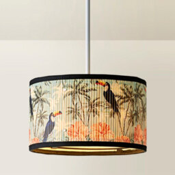 Valuelights Daintree Small Pastel Jungle Bamboo Drum Ceiling Lamp Shade (D)25Cm - thumbnail 3