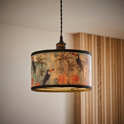 Valuelights Daintree Small Pastel Jungle Bamboo Drum Ceiling Lamp Shade (D)25Cm