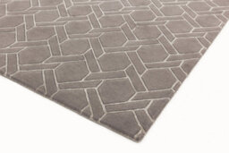 Grey Silver Wool Handmade Modern Luxurious Chequered Geometric Rug For Living Room And Bedroom-120Cm X 170Cm - thumbnail 2