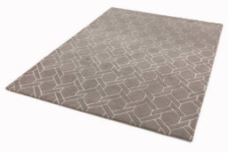 Grey Silver Wool Handmade Modern Luxurious Chequered Geometric Rug For Living Room And Bedroom-120Cm X 170Cm - thumbnail 3