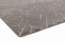 Grey Silver Wool Handmade Modern Luxurious Chequered Geometric Rug For Living Room And Bedroom-120Cm X 170Cm - thumbnail 4