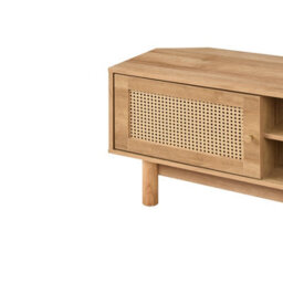 Manila Oak & Rattan 1 Door Corner Tv Unit Stand Cabinet Living Room Furniture Media Unit - thumbnail 8