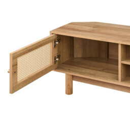 Manila Oak & Rattan 1 Door Corner Tv Unit Stand Cabinet Living Room Furniture Media Unit - thumbnail 7