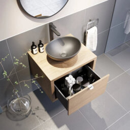 Affine Bathroom Wall Hung Vanity Unit Sink Cabinet Wash Basin Sink Storage Drawer 600mm - thumbnail 6