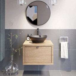 Affine Bathroom Wall Hung Vanity Unit Sink Cabinet Wash Basin Sink Storage Drawer 600mm - thumbnail 3