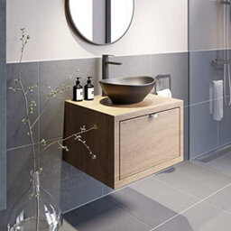 Affine Bathroom Wall Hung Vanity Unit Sink Cabinet Wash Basin Sink Storage Drawer 600mm - thumbnail 1