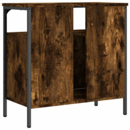 Berkfield Bathroom Sink Cabinet Smoked Oak 60X30X60 Cm Engineered Wood - thumbnail 8