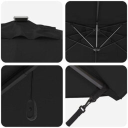 Berkfield Cantilever Roma Parasol With Leds - Black, 286 X 285 X 270 Cm, Aluminium - thumbnail 8