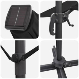 Berkfield Cantilever Roma Parasol With Leds - Black, 286 X 285 X 270 Cm, Aluminium - thumbnail 9