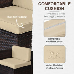 Outsunny 8Pcs Patio Rattan Sofa Set Garden Furniture Side Table W/ Cushion - thumbnail 5