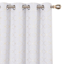 Deconovo Room Darkening Curtains, Thermal Insulated Curtains, Gold Diamond Printed Curtains, W52 X L90 Inch, Silver Grey, One Pair - thumbnail 1