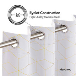 Deconovo Room Darkening Curtains, Thermal Insulated Curtains, Gold Diamond Printed Curtains, W52 X L90 Inch, Silver Grey, One Pair - thumbnail 3