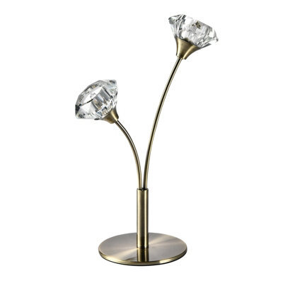Harper Living 2 Light Table Lamp, Uk Plug Included, Antique Brass Finish, Clear Glass Shades