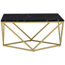 Beliani Square Coffee Table 80 X 80 Cm - Black Marble Veneer Top, Gold Metal Base - thumbnail 3